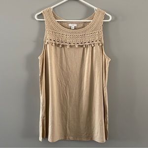 J. Jill Oatmeal Crochet Top
